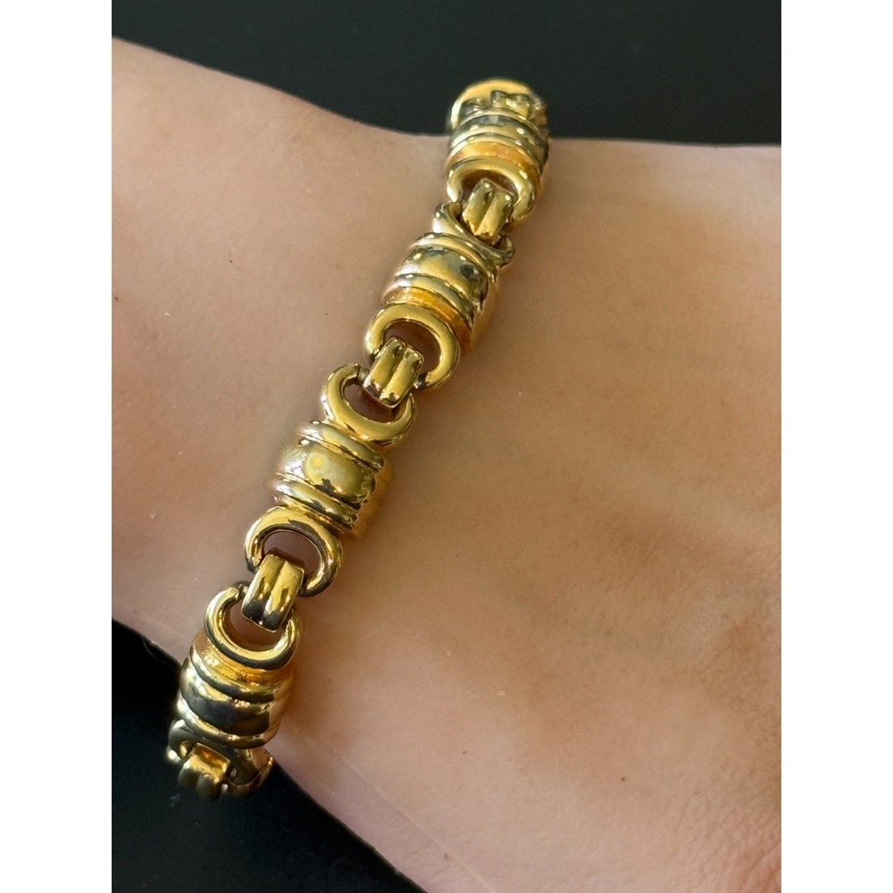 Vintage Swarovski SAL Gold Tone Link Bracelet 7" Chunky Signed 70s 80s